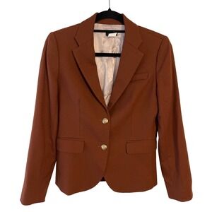 J.Crew‎ Wool Blazer Brown Gold Button Career Business Academia Preppy Old Money